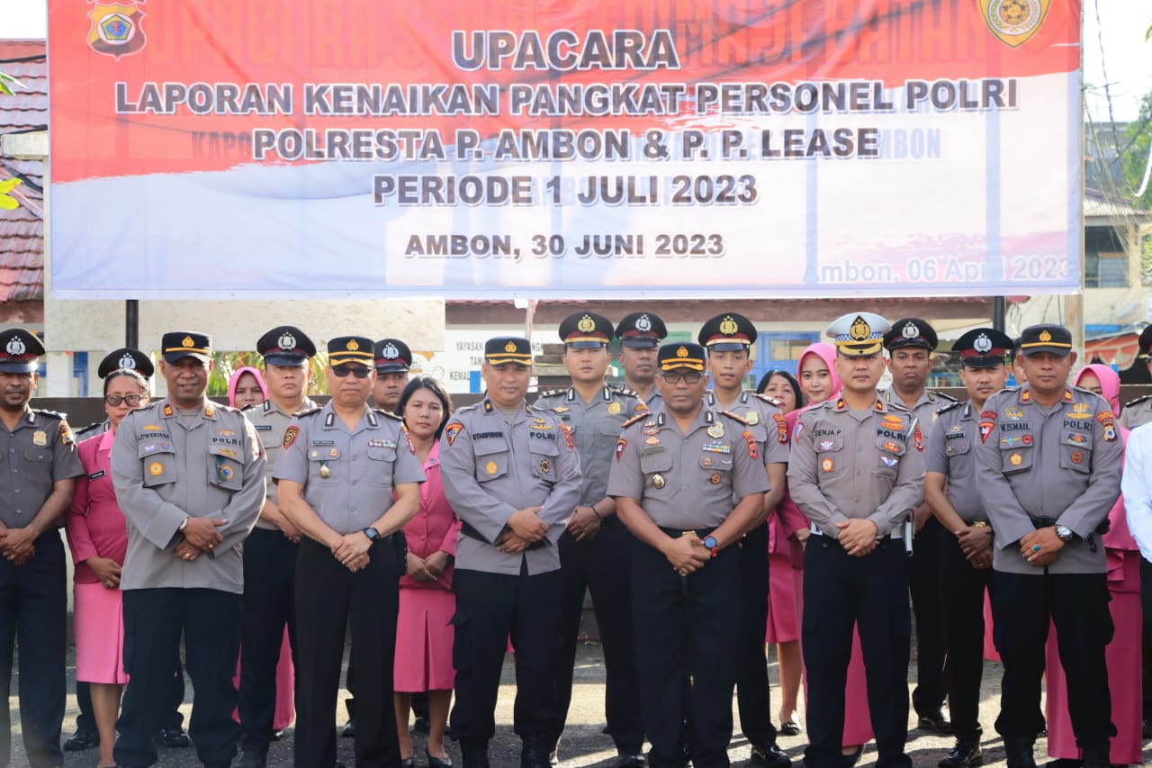 Polresta P.Ambon Dan P.P Lease Gelar Upacara Laporan Kenaikan Pangkat Personil 1 IMG 20230630 WA0029