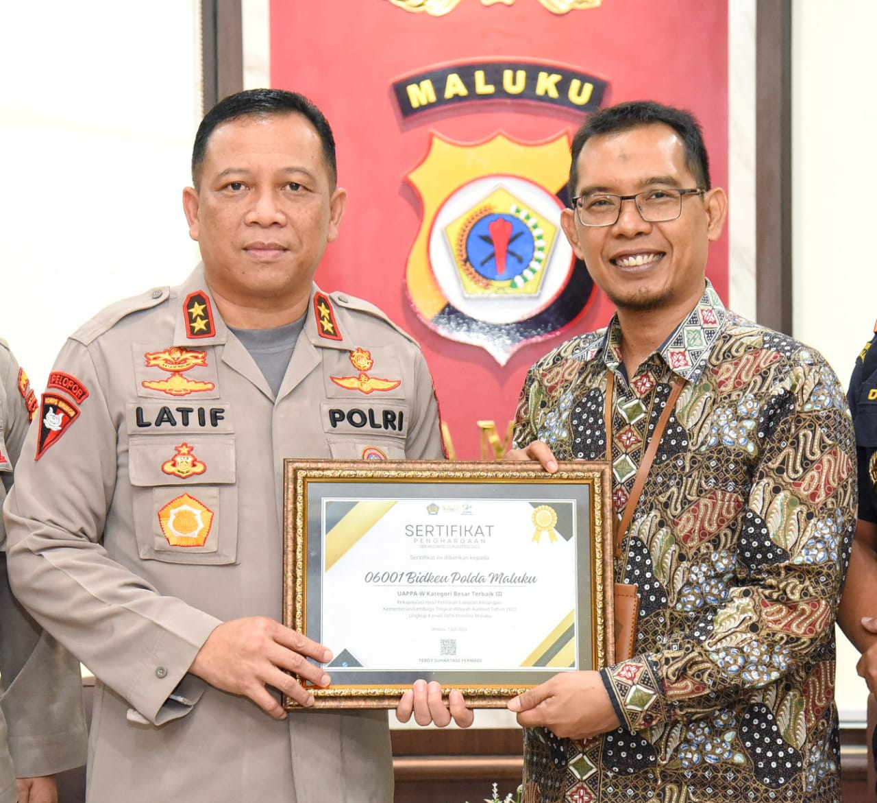 Polda Maluku Raih Penghargaan Penyusunan Laporan Keuangan Terbaik dari Kanwil DJPb 1 IMG 20230712 WA0018