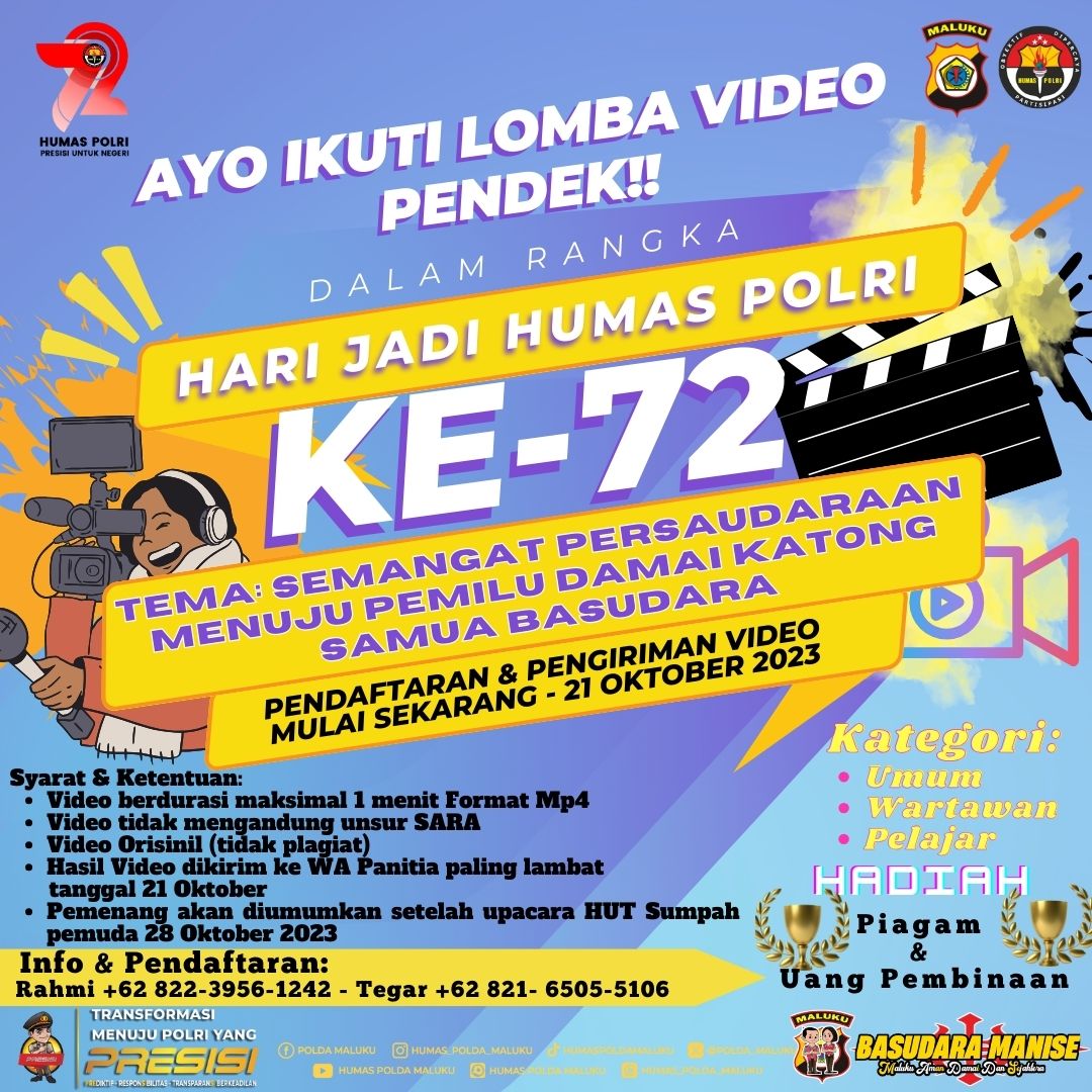 Ayo Ikut Lomba Video Pendek Raih Hadiah Menarik dari Polda Maluku 1 WhatsApp Image 2023 10 23 at 11.40.15